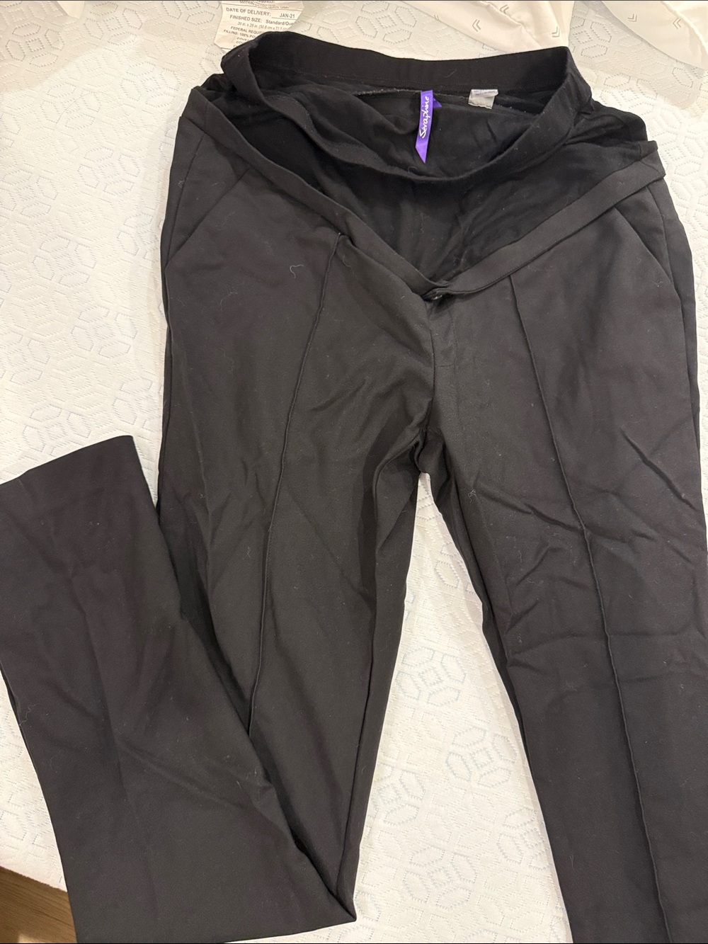 Seraphine Black Straight-Leg Maternity Ponte Pants
